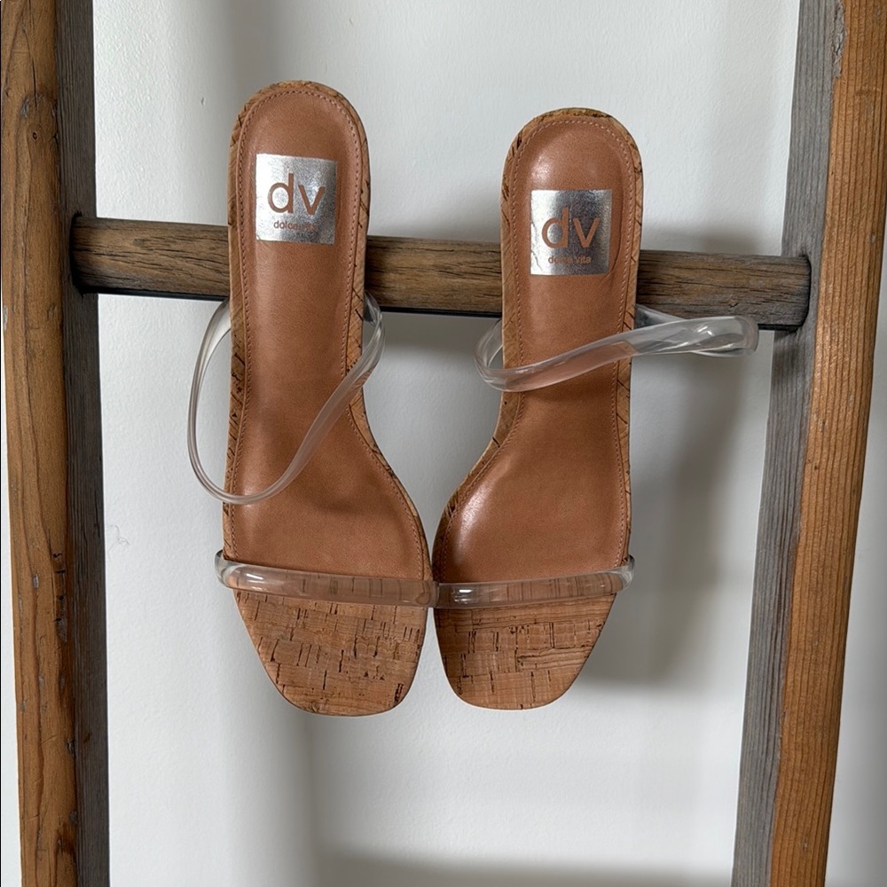 DV by Dolce Vita Tan Slip-On Sandals with Block Heel